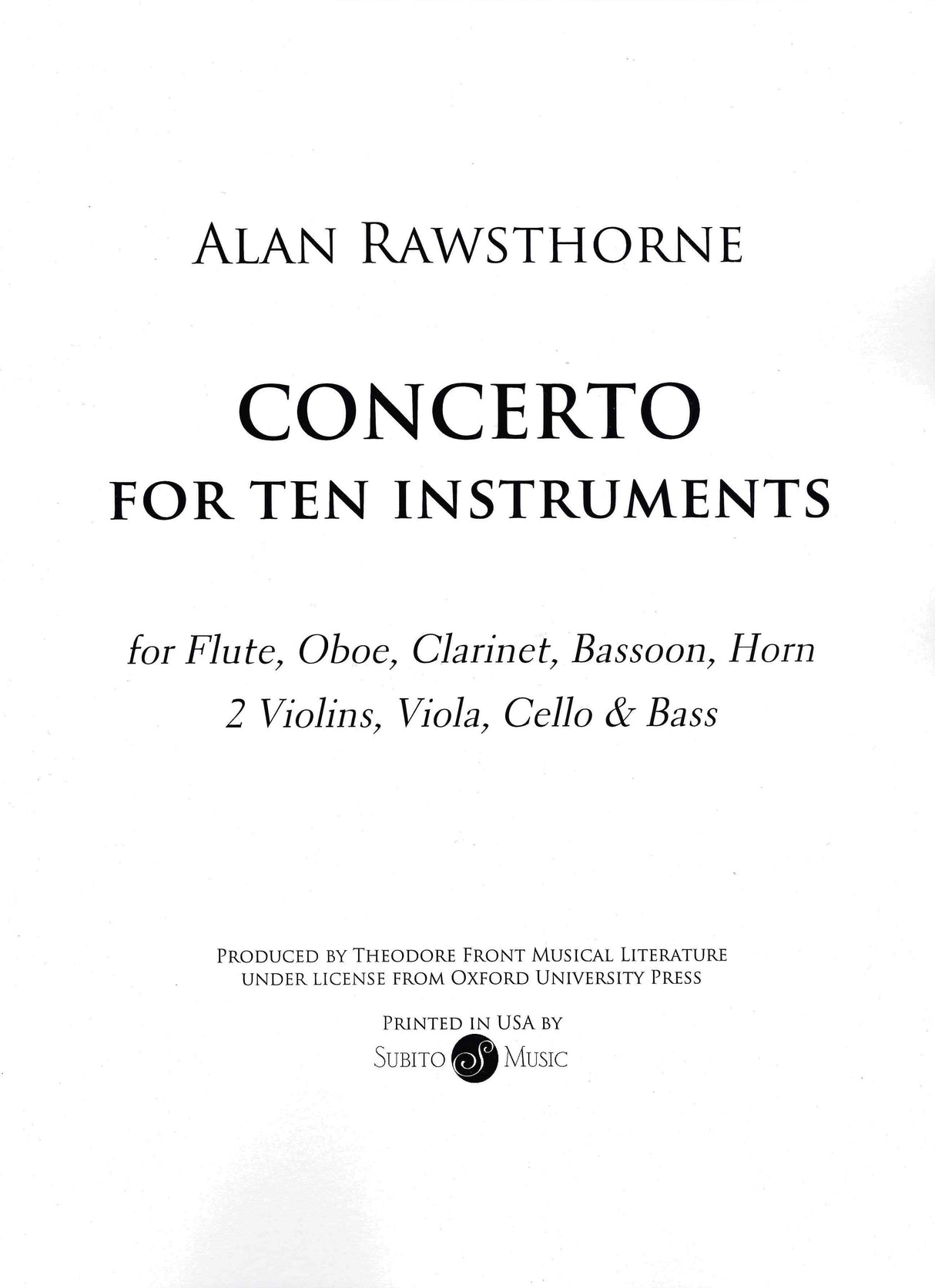 Rawsthorne: Concerto for 10 Instruments