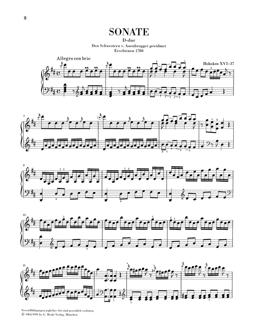 Haydn: Piano Sonata in D Major, Hob. XVI:37