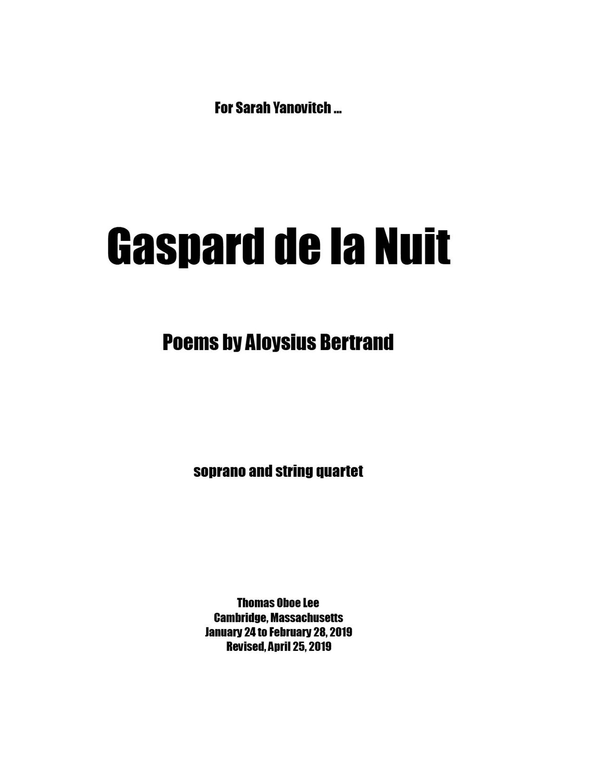 T.O. Lee: Gaspard De La Nuit