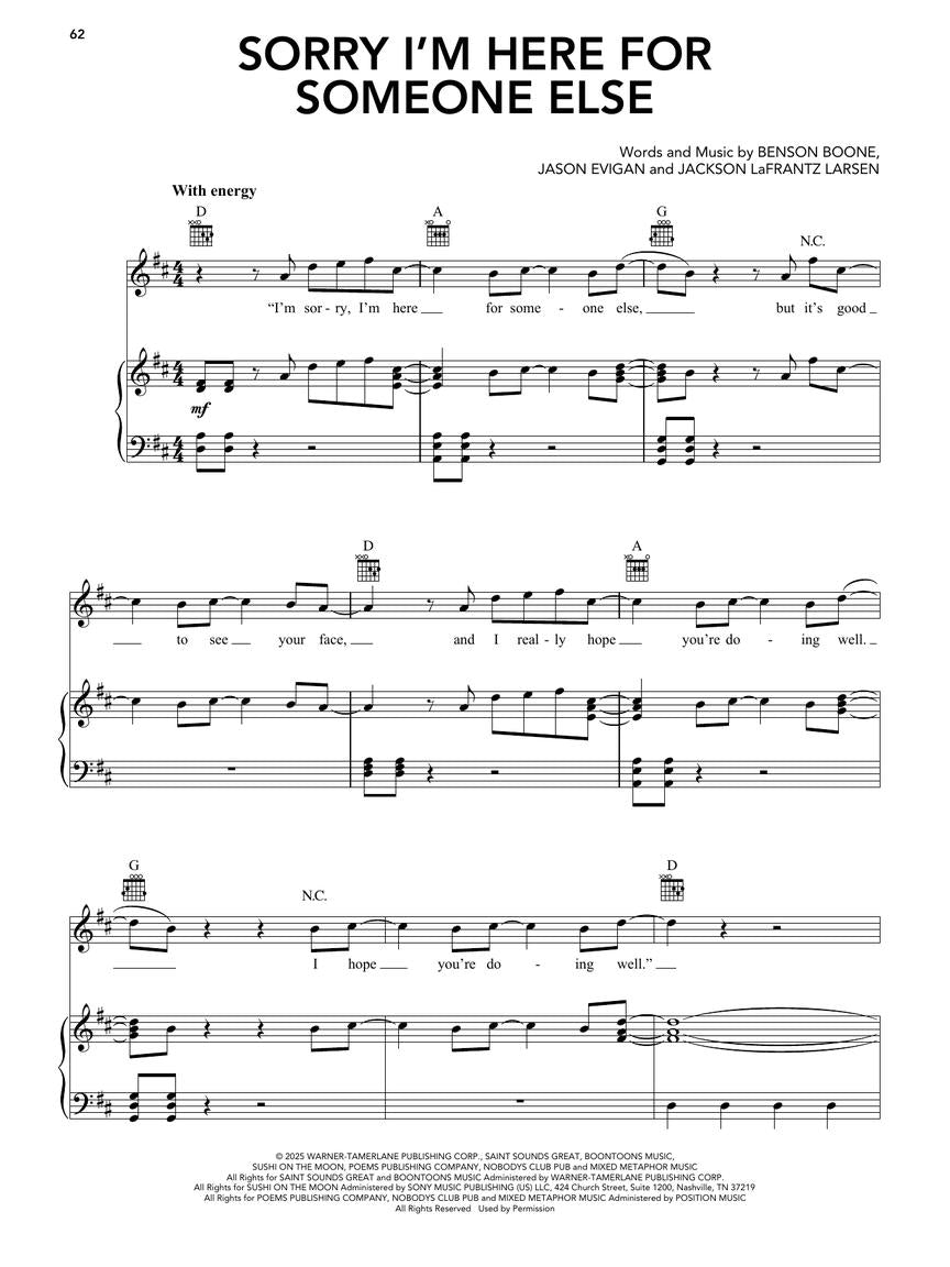 Benson Boone - Sheet Music Collection