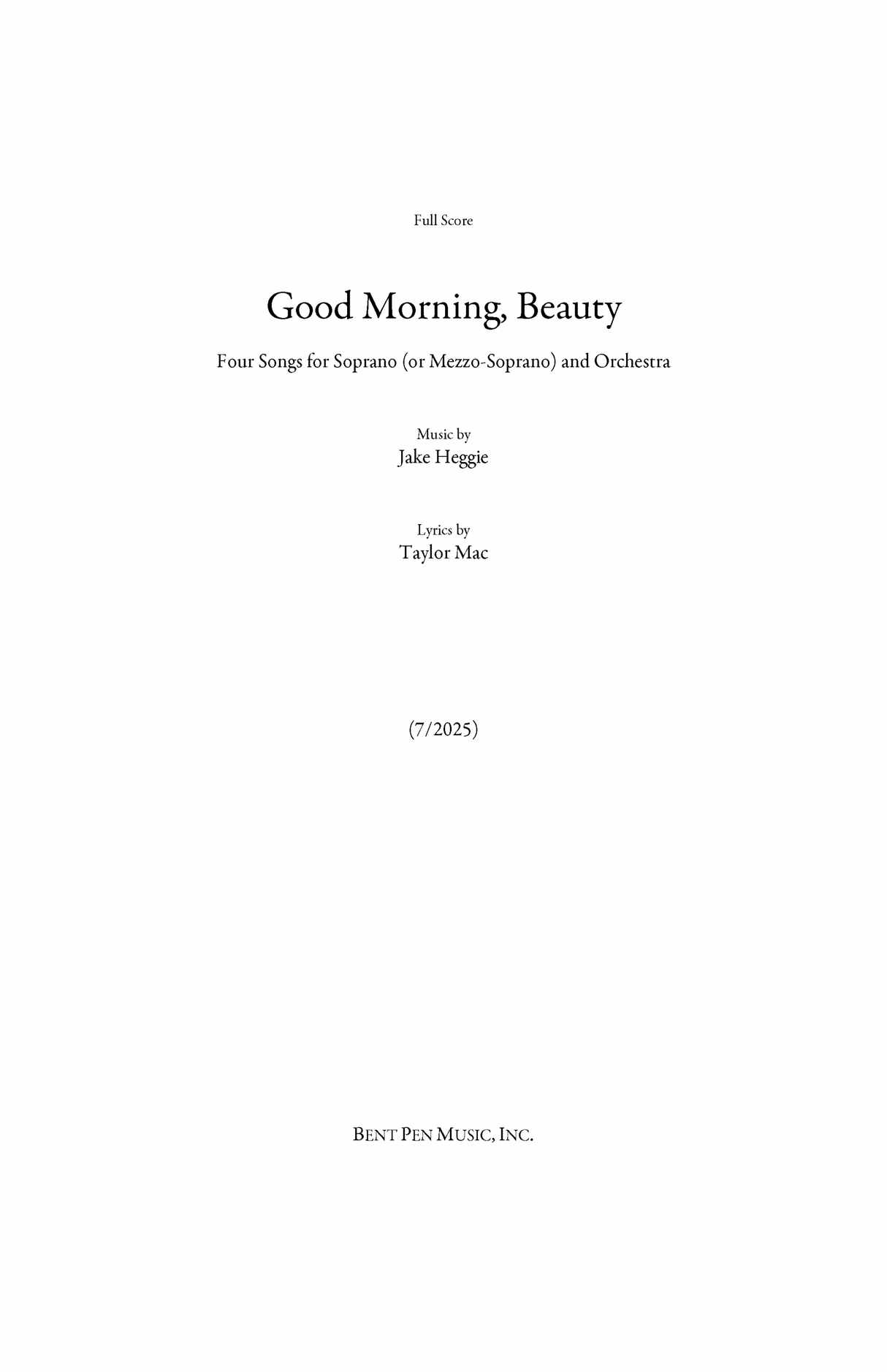 Heggie: Good Morning, Beauty