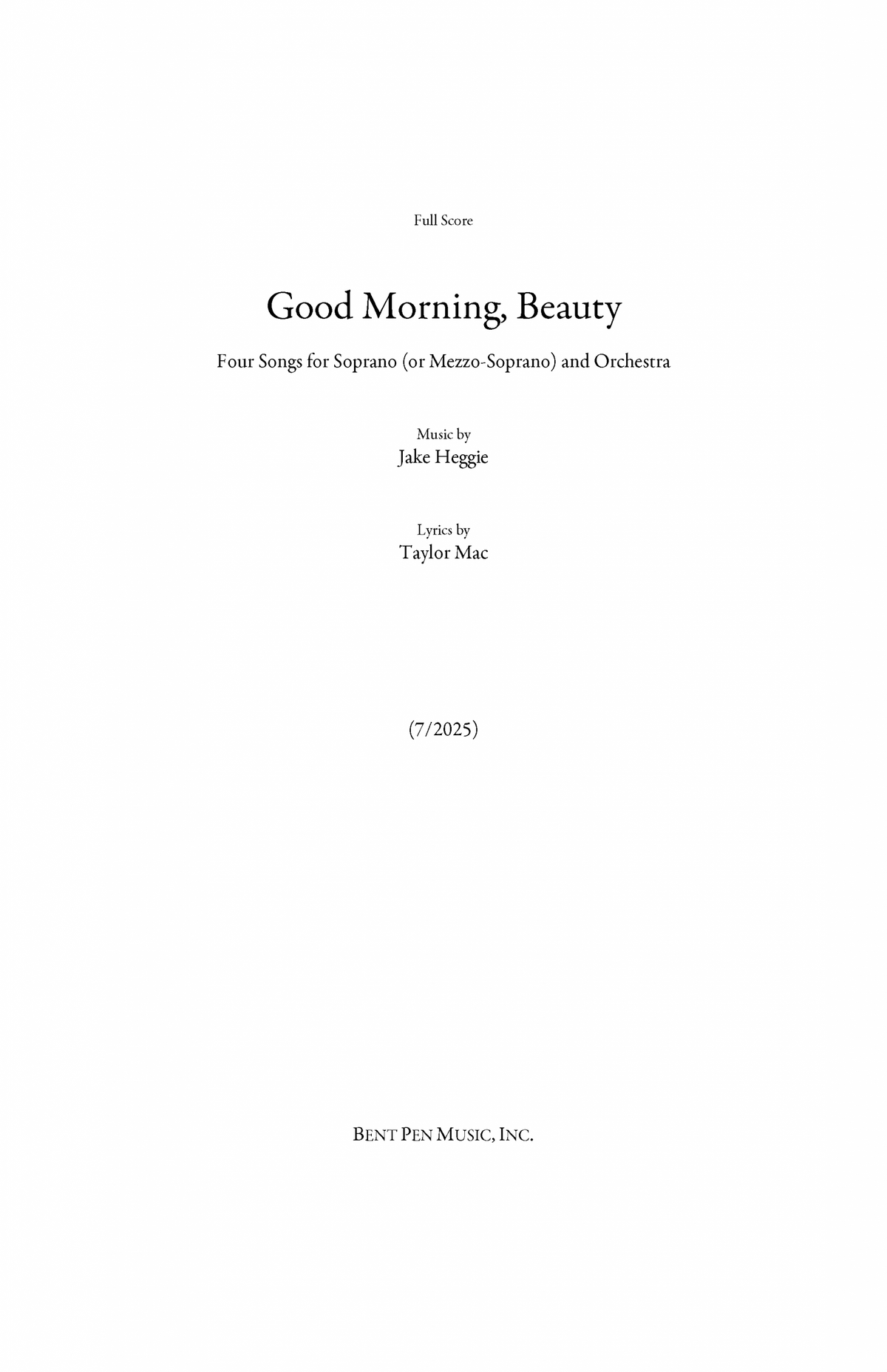Heggie: Good Morning, Beauty