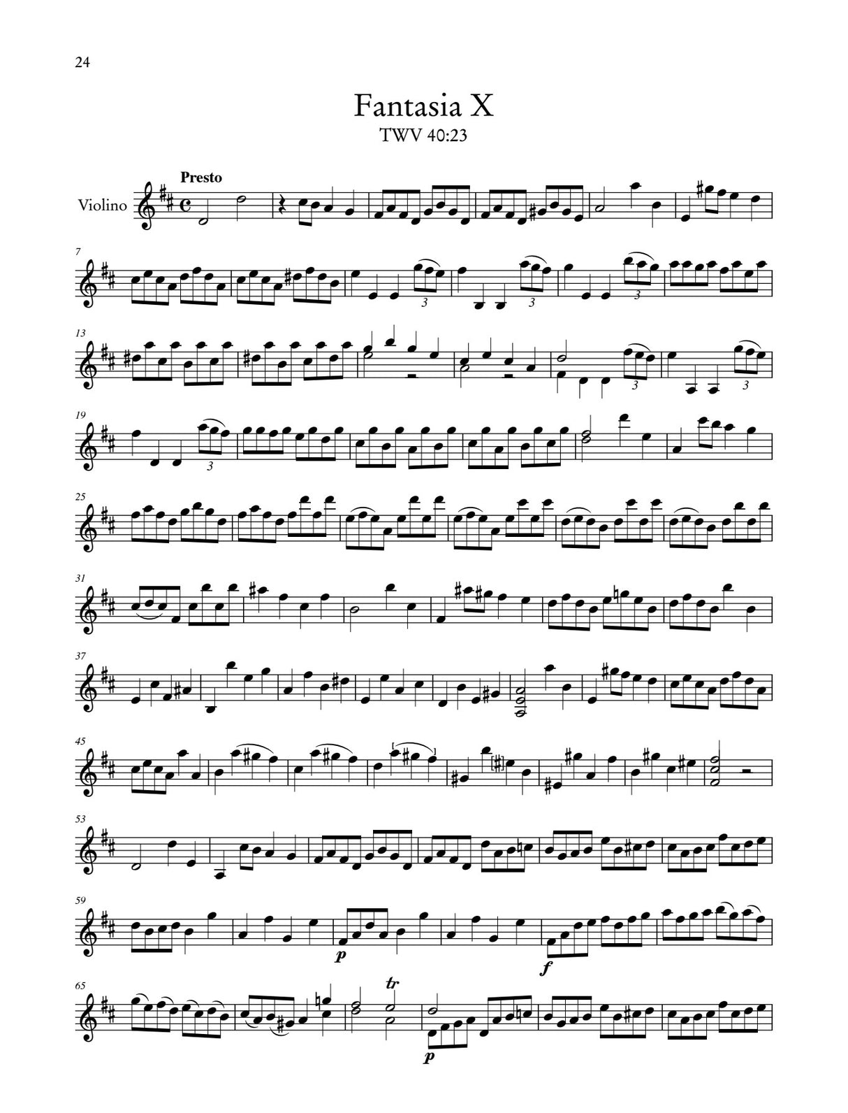 Telemann: 12 Fantasies for Violin without Bass, TWV 40:14-25