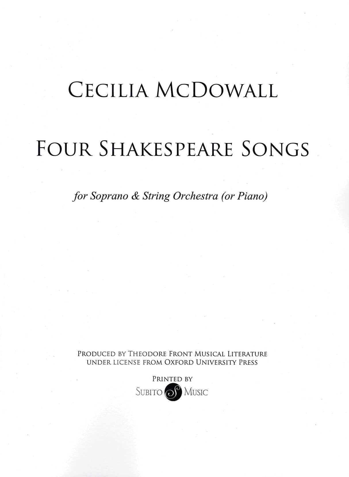 McDowall: 4 Shakespeare Songs
