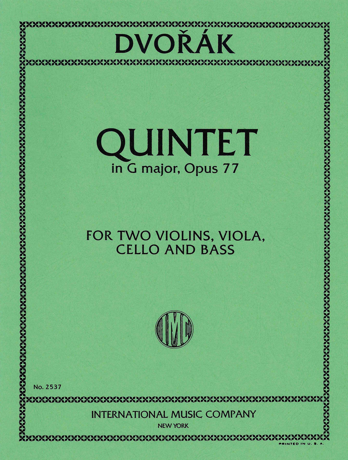 Dvořák: String Quintet No. 2 in G Major, Op. 77