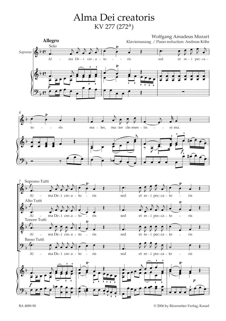 Mozart: Alma Dei creatoris, K. 277 (272a)