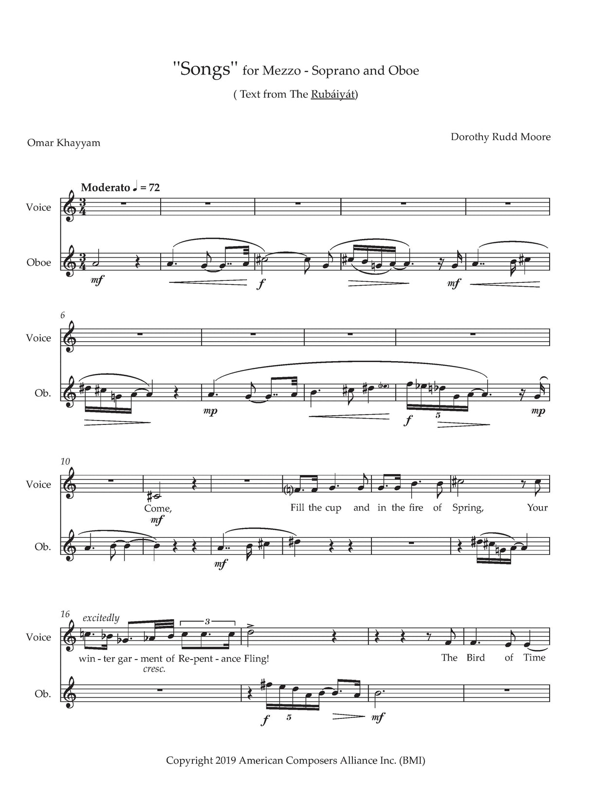 Moore: Songs - 12 Quatrains From The Rubaiyat