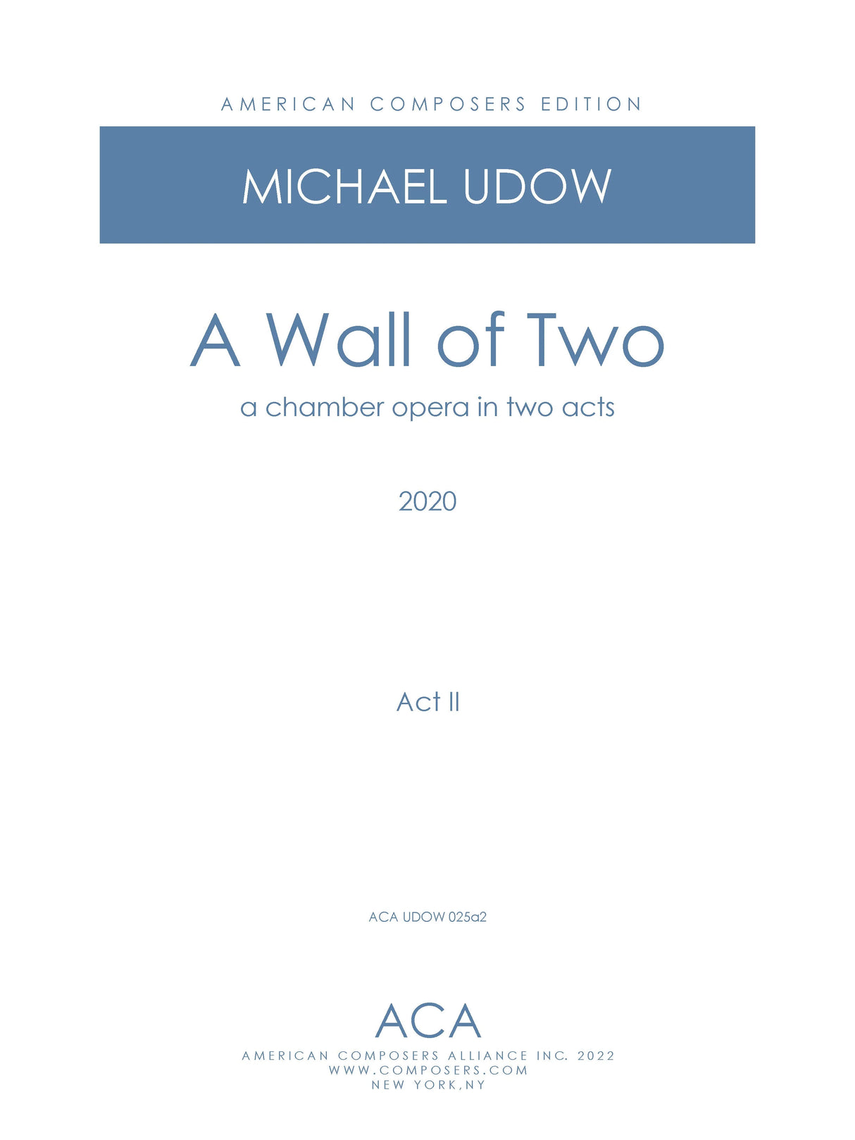 Udow: A Wall of Two