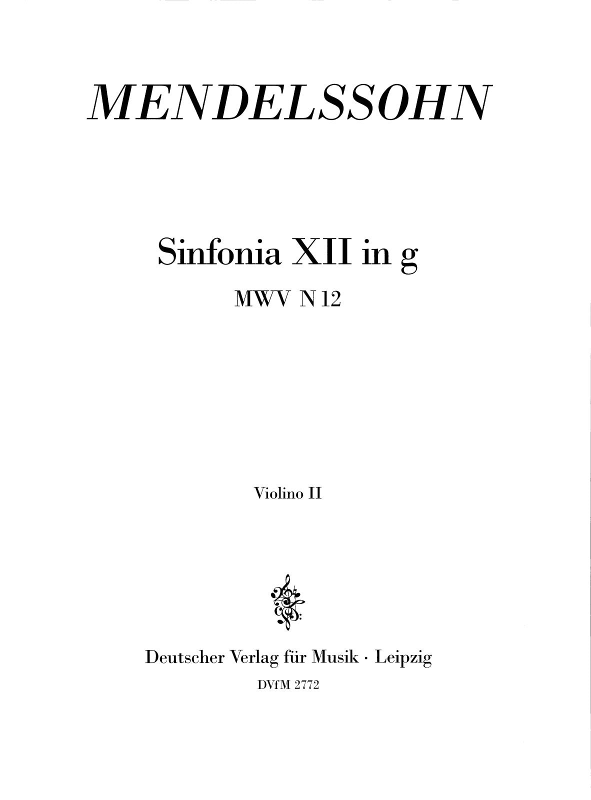 Mendelssohn: Sinfonia No. 12 in G Minor, MWV N 12
