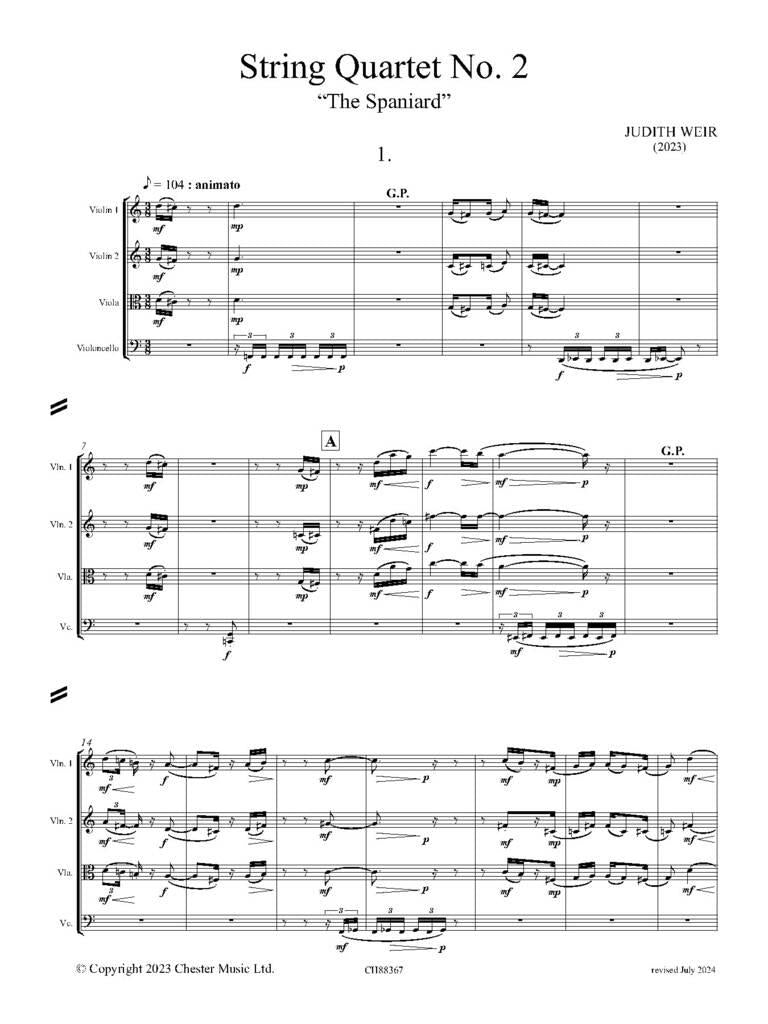 Weir: String Quartet No. 2 ("The Spaniard")