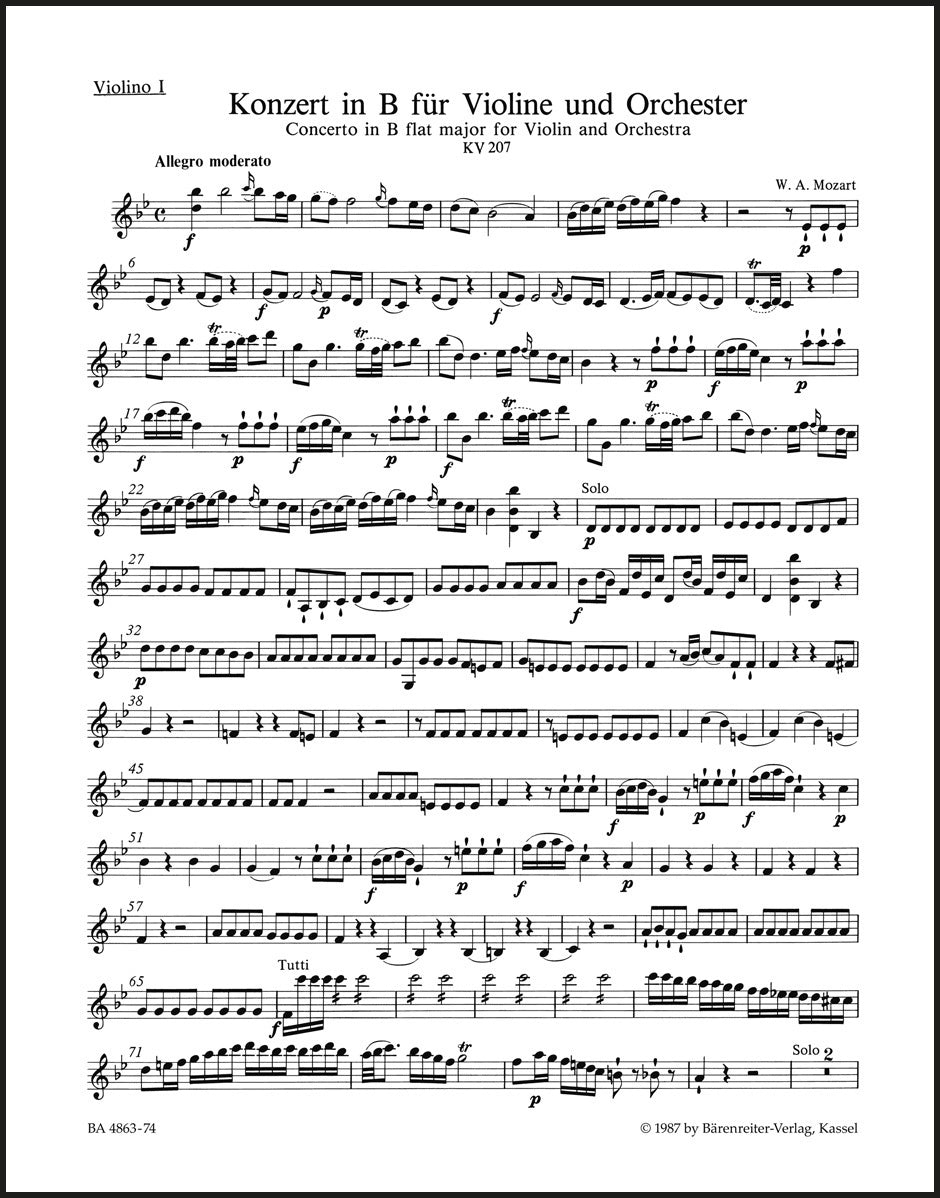Mozart: Violin Concerto No. 1 in B-flat Major, K. 207