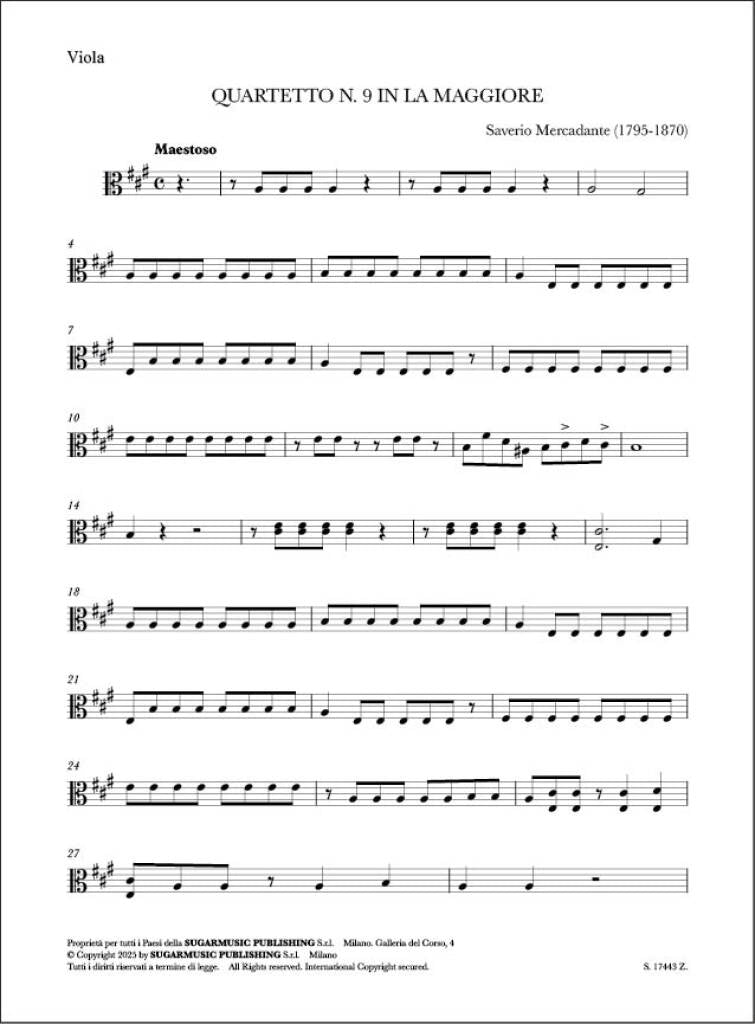 Mercadante: Quartet No. 9 in A Major