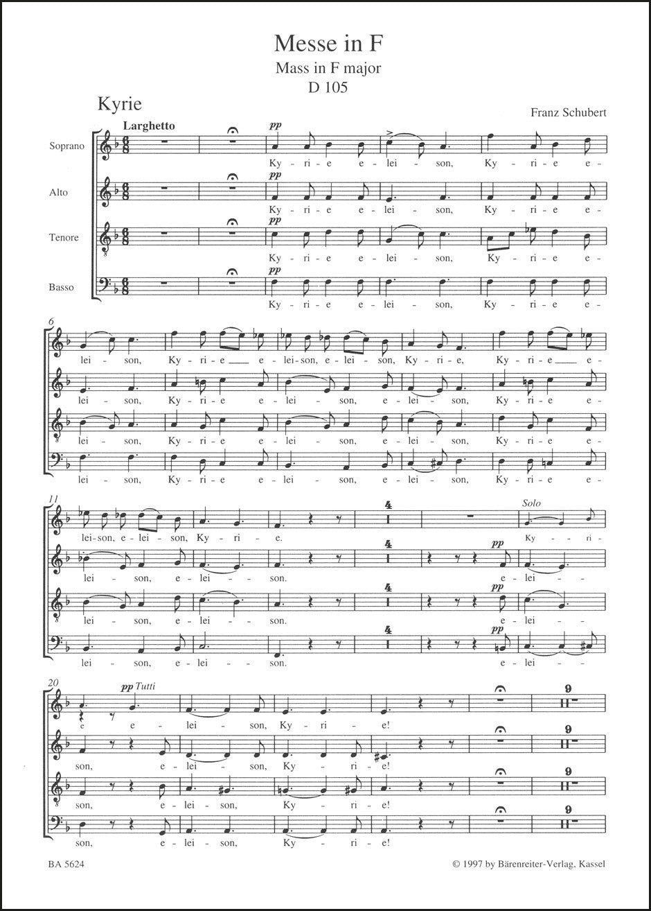 Schubert: Mass in F Major, D 105