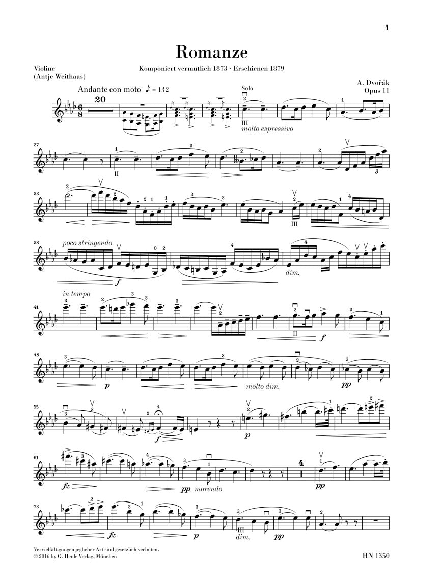 Dvořák: Romance in F Minor, Op. 11