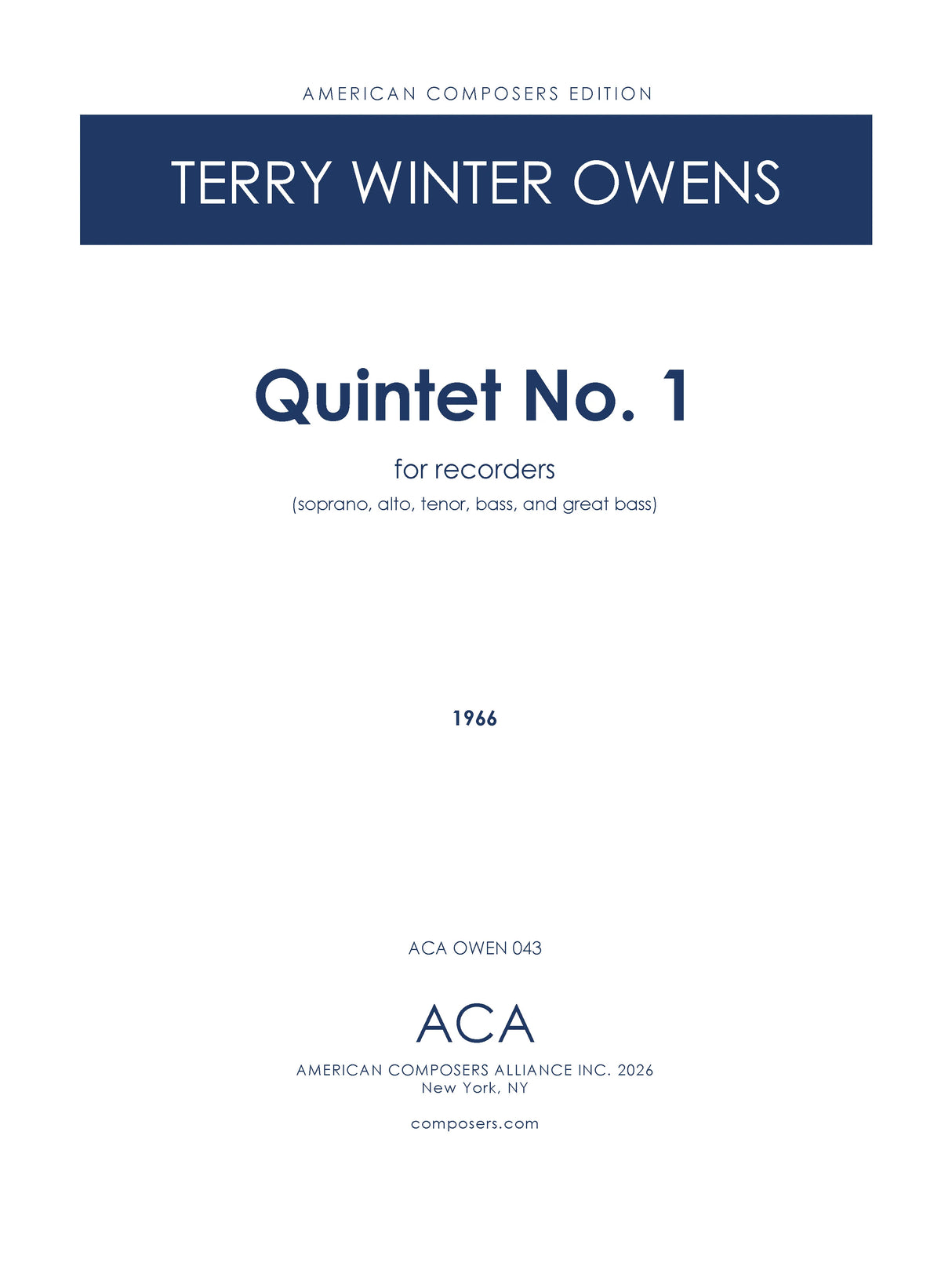 T.W. Owens: Recorder Quintet No. 1