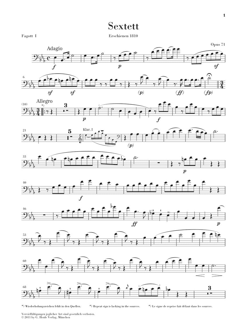 Beethoven: Sextet in E-flat Major, Op. 71 and March, WoO 29