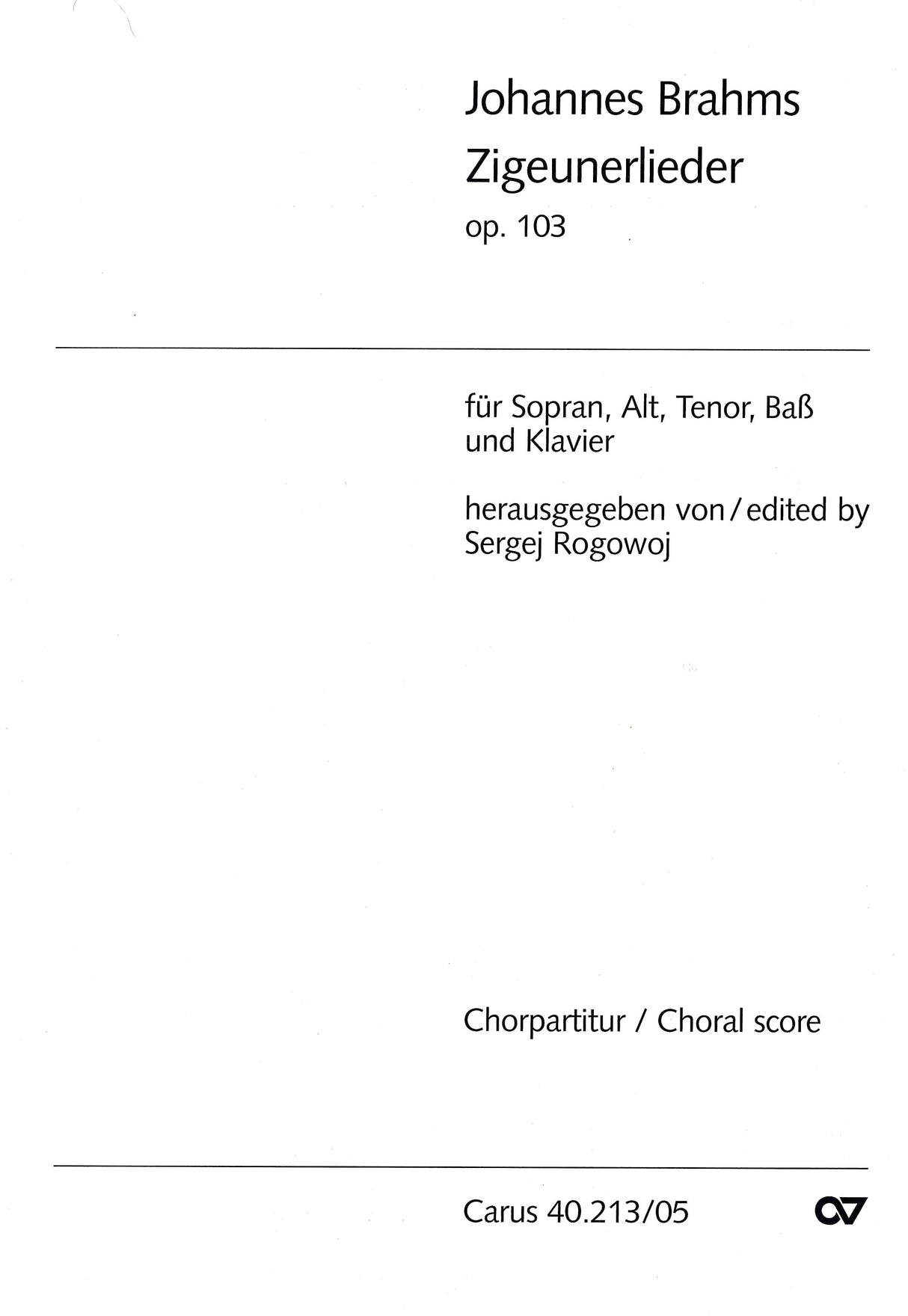 Brahms: Zigeunerlieder, Op. 103