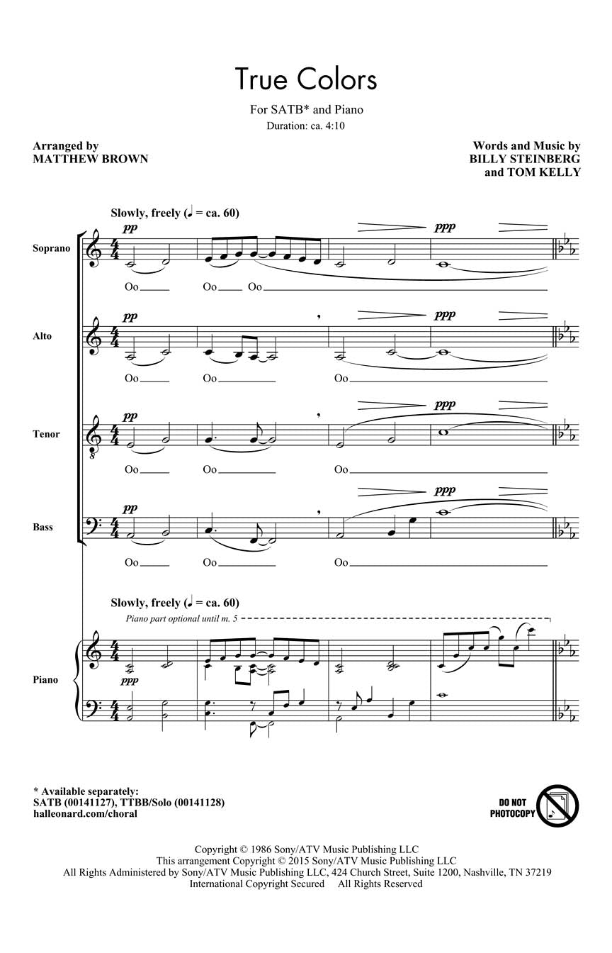 Steinberg: True Colors (arr. for SATB)