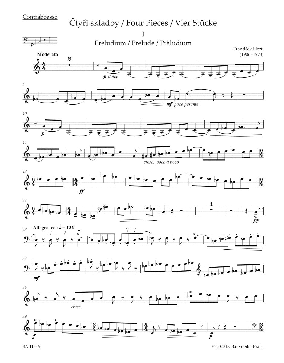 Hertl: 4 Pieces for Double Bass and Piano