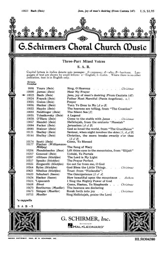 Bach: Jesu Joy of Man's Desiring (arr. for SAB choir & organ)