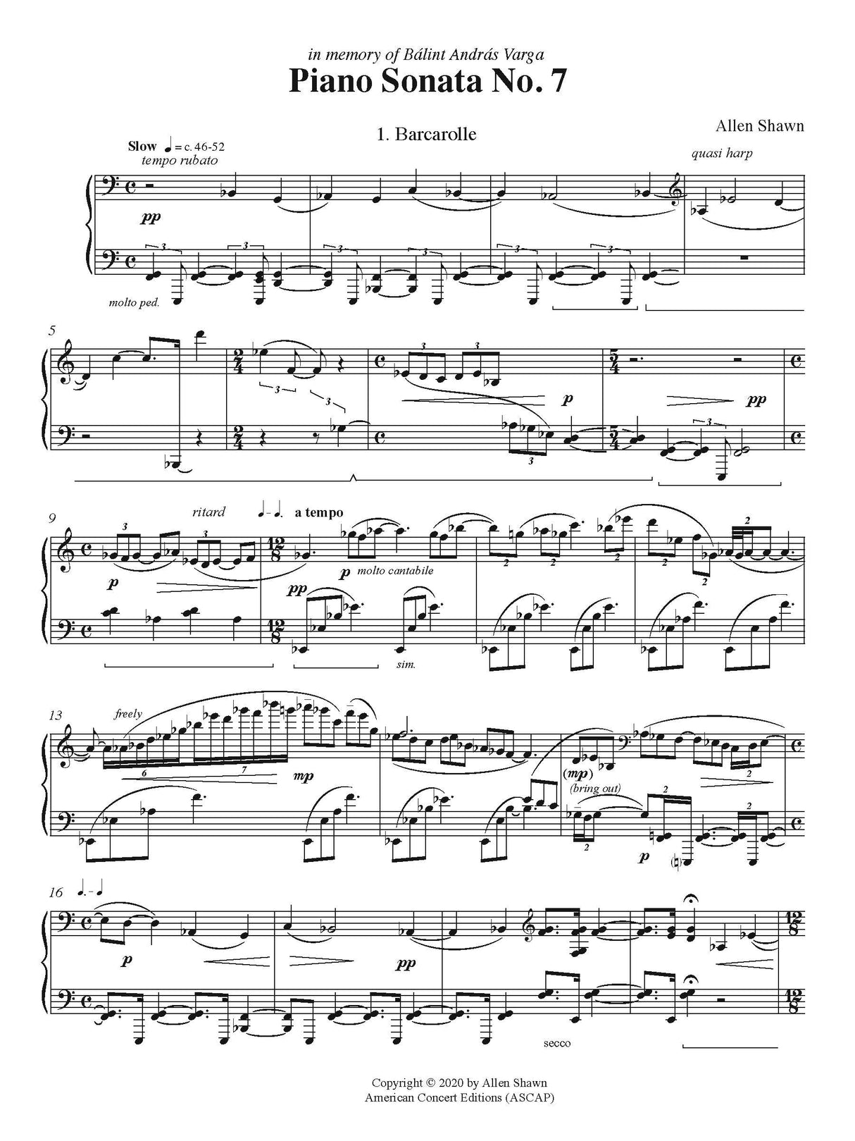 Shawn: Piano Sonata No. 7