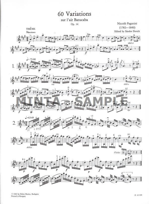 Paganini: 60 Variations on Barucaba, Op. 14
