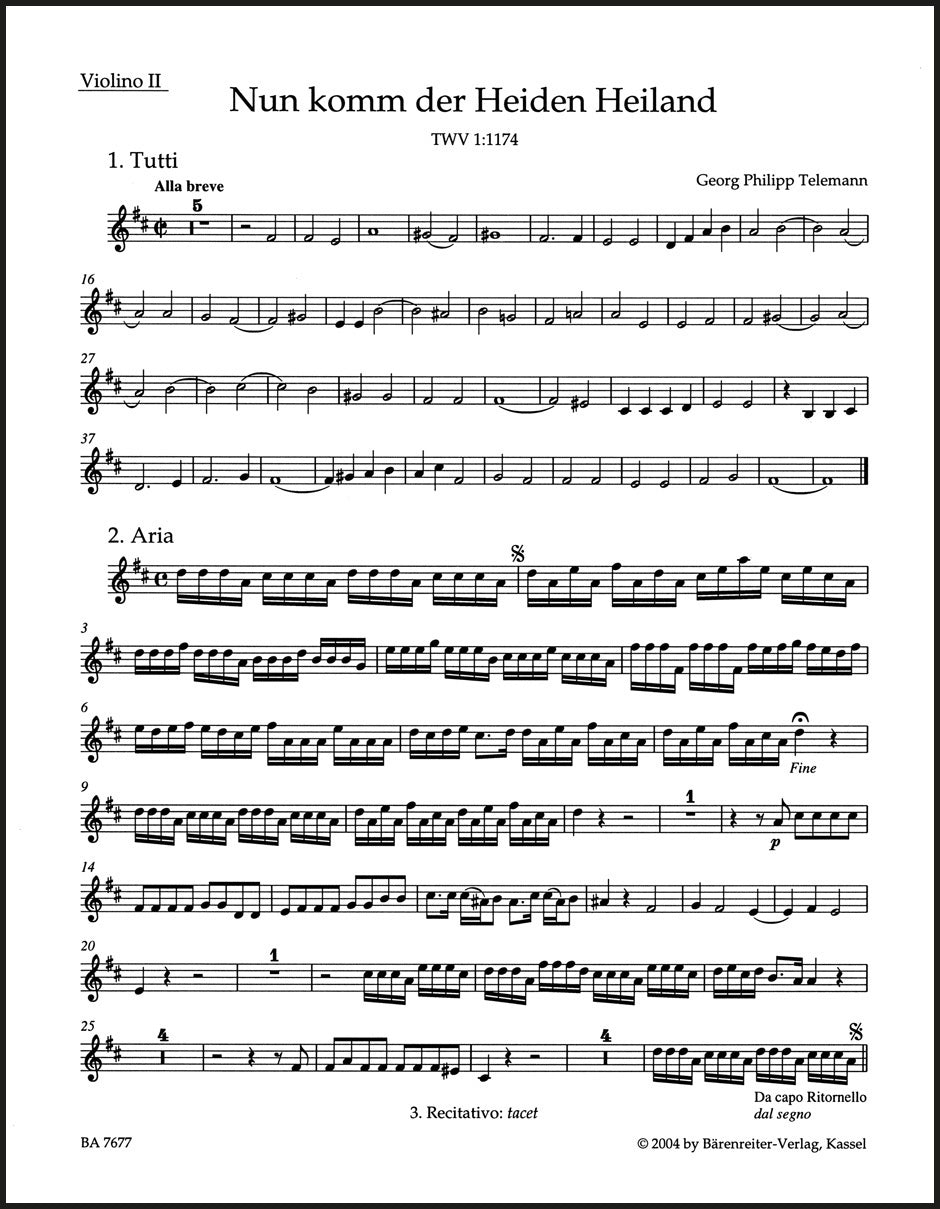 Telemann: Nun komm der Heiden Heiland, TWV 1:1174