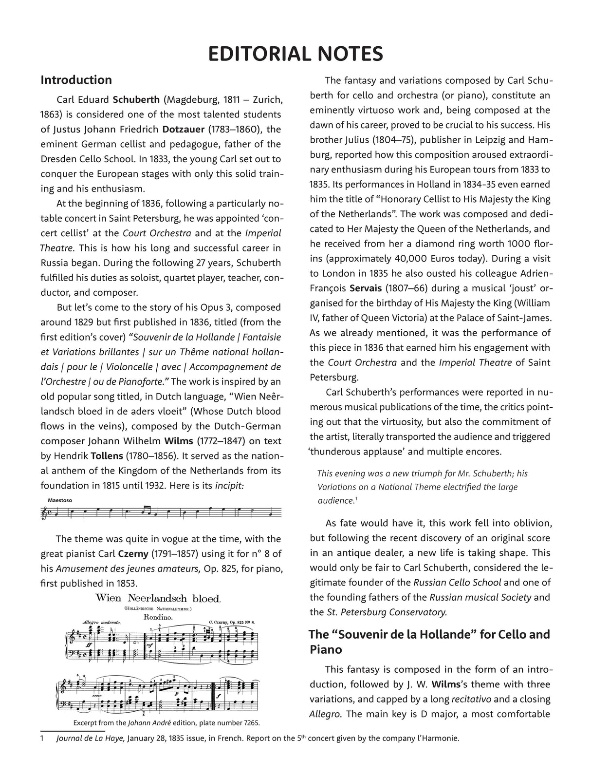 Schuberth: Souvenir de la Hollande, Op. 3