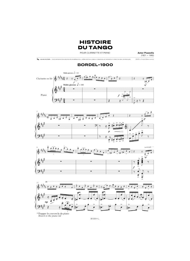 Piazzolla: Histoire du tango (for clarinet and piano)