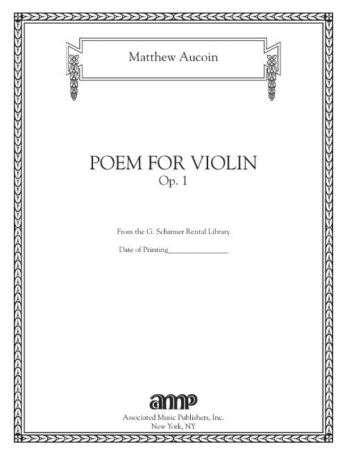 Aucoin: Poem for Violin, Op. 1