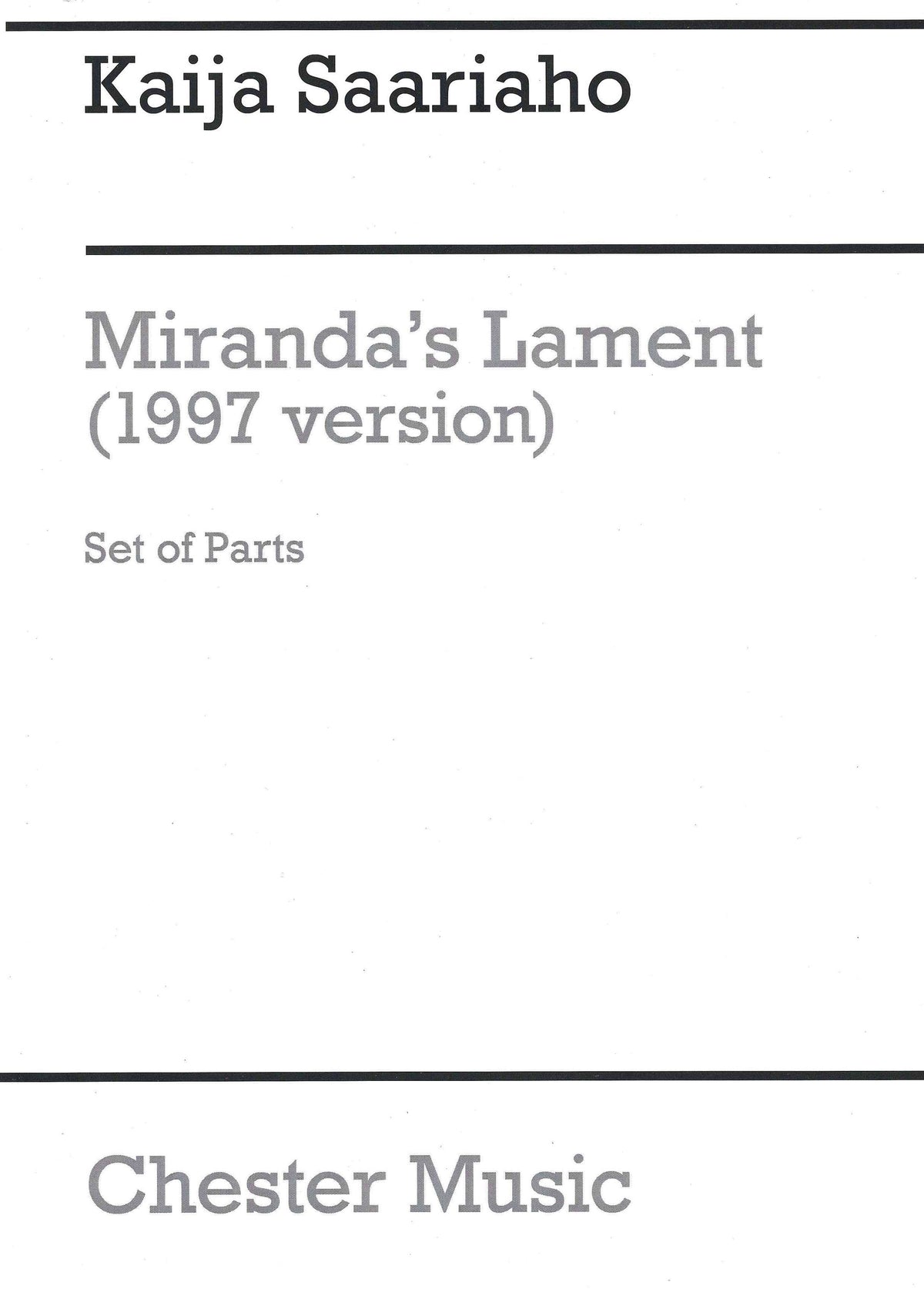 Saariaho: Miranda's Lament (1997 Version)