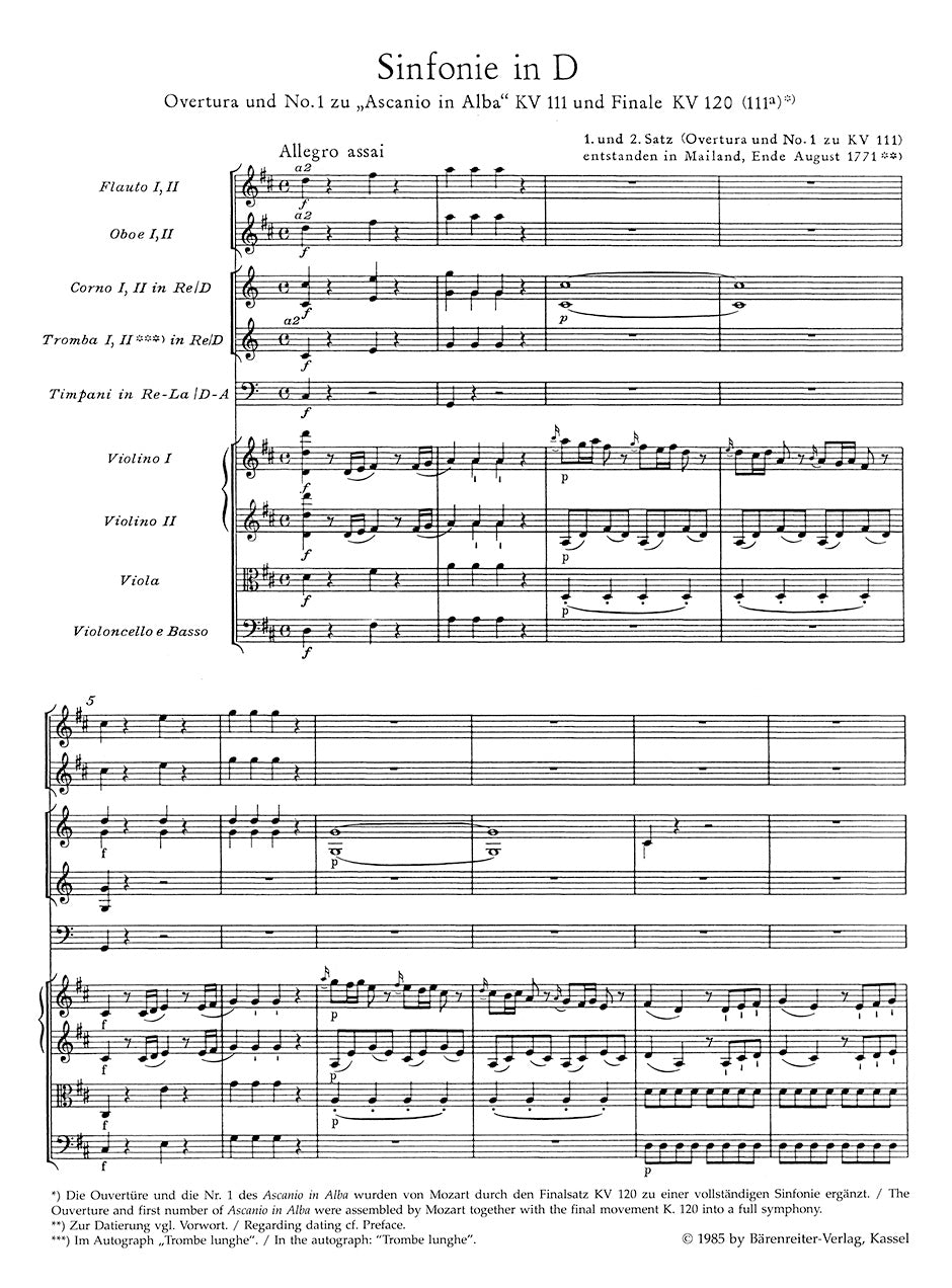 Mozart: Symphony in D Major, K. 111 & 120 (111a)