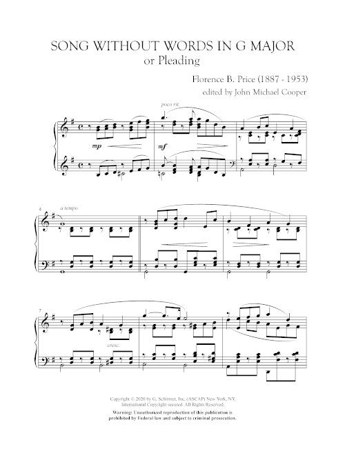 Price: Song Without Words in G Major