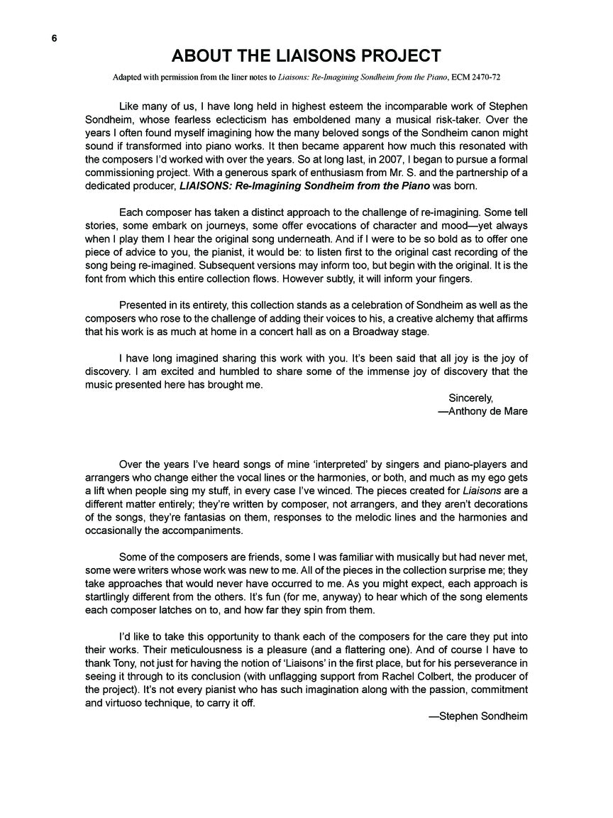 Sondheim: Liaisons – Re-imagining from the Piano