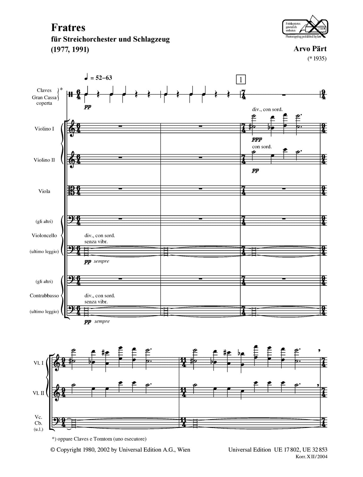 Pärt: Fratres (for string orchestra & percussion)