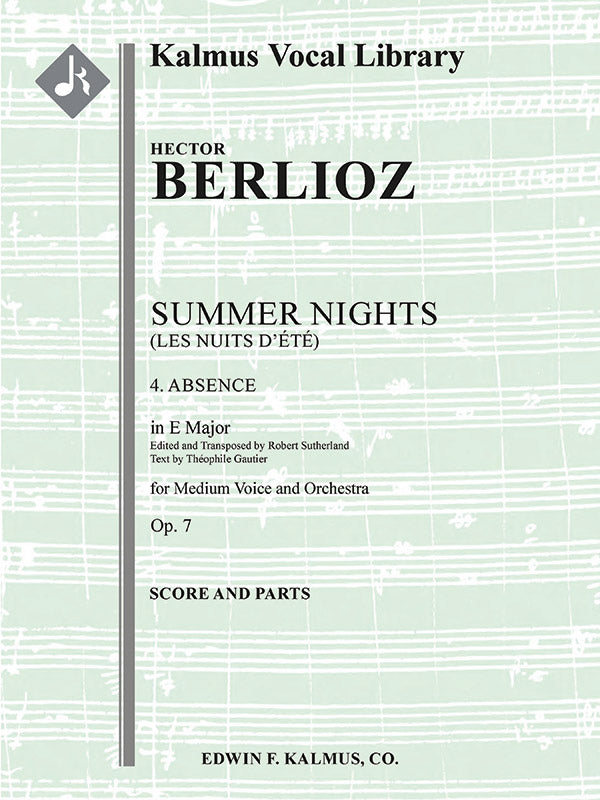 Berlioz: Absence, Op. 7, No. 4 (transposed in E Major)