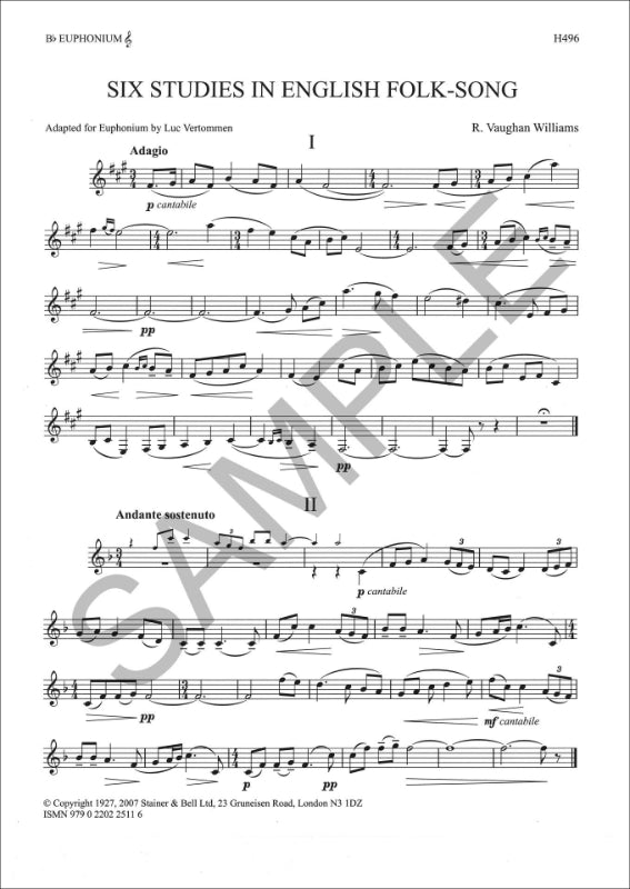 Vaughan Williams: 6 Studies in English Folk Song (arr. for euphonium)