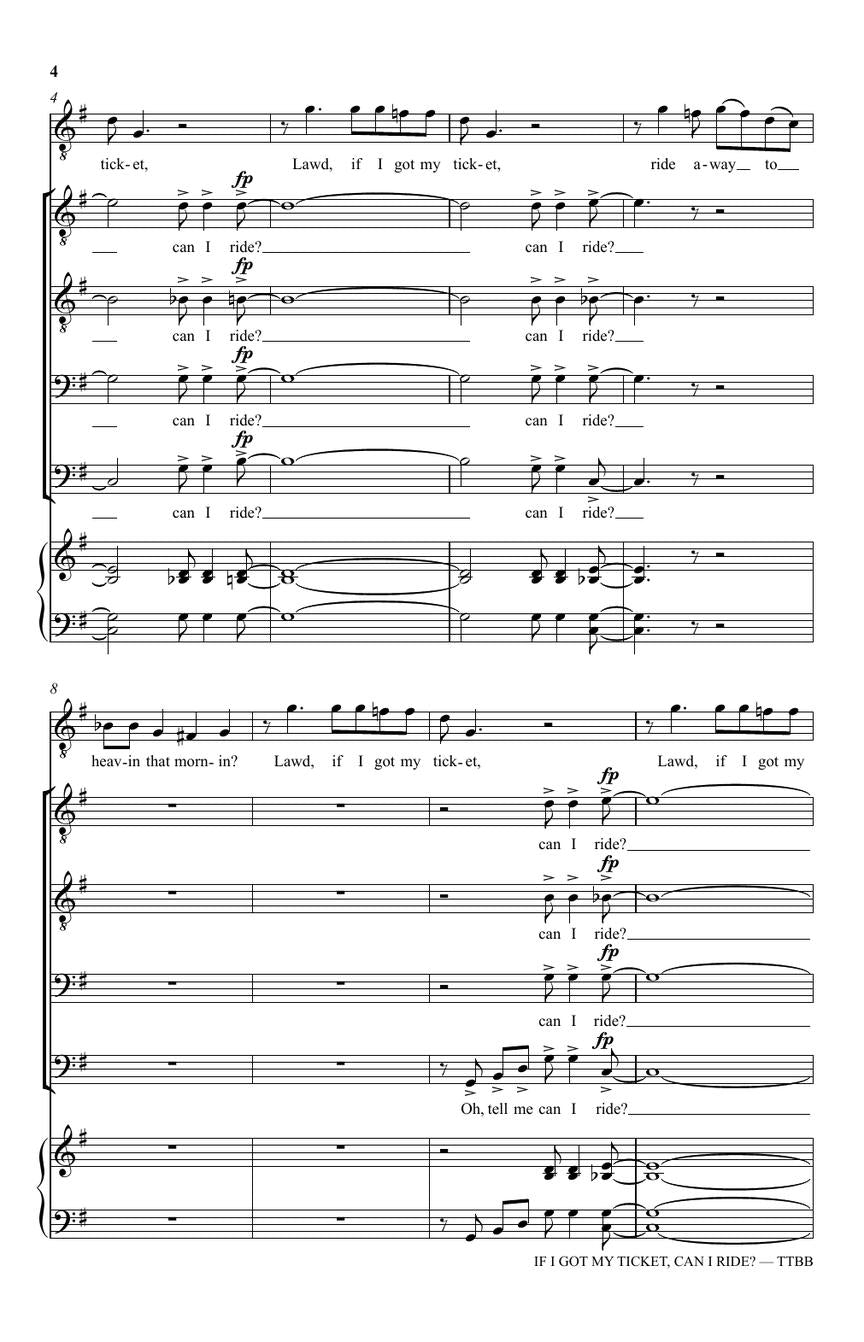 If I Got My Ticket, Can I Ride? (arr. for TTBB)