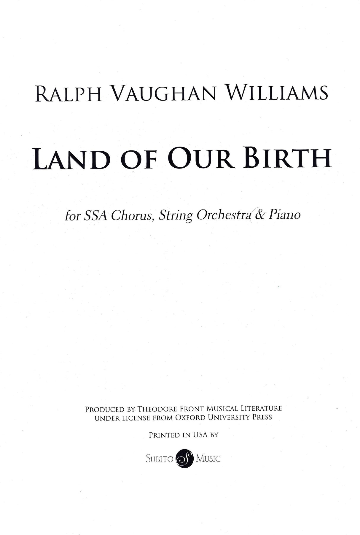 Vaughan Williams: Land of Our Birth
