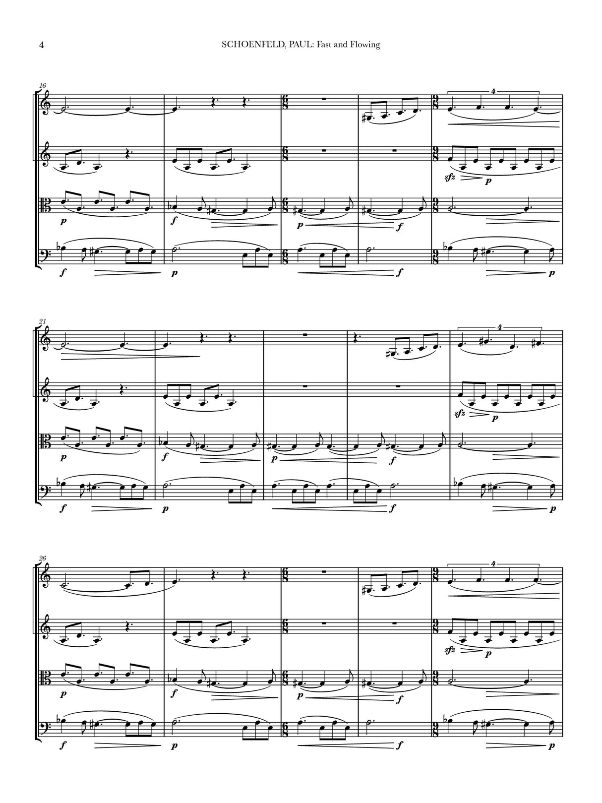 Schoenfeld: Fast and Flowing for String Quartet