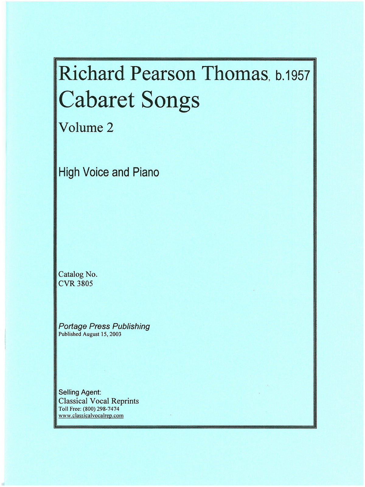 Thomas: Cabaret Songs - Volume 2