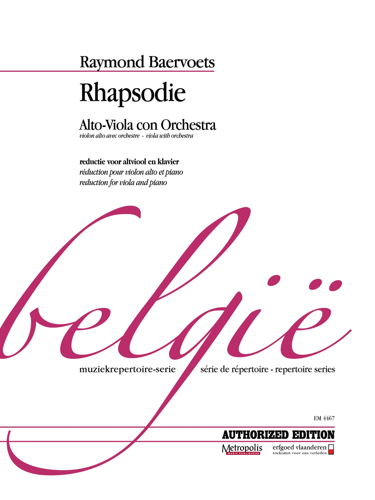 Baervoets: Rhapsodie for Viola and Orchestra