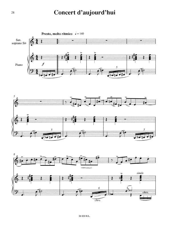 Piazzolla: Histoire du tango (for soprano sax and piano)