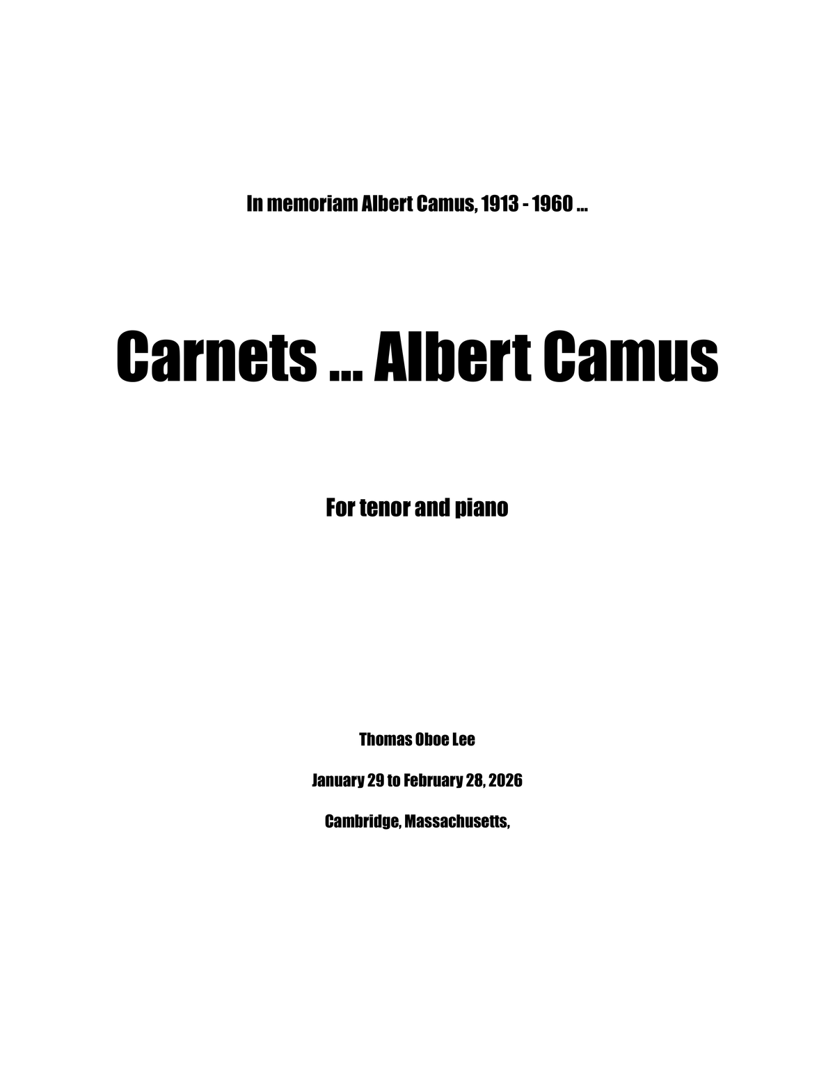 Lee: Carnets ... Albert Camus