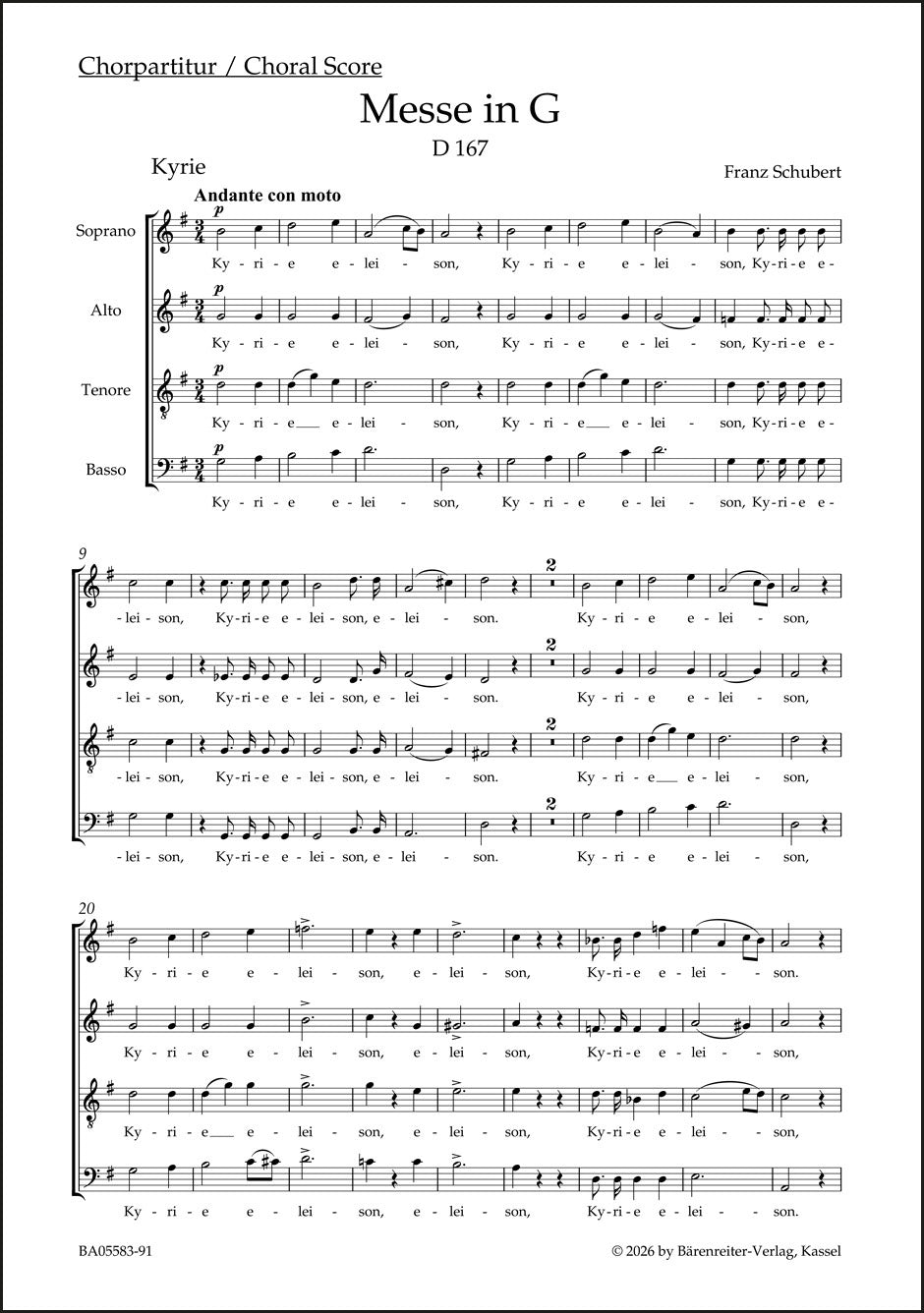 Schubert: Mass No. 2 in G Major, D 167 (Second Version)