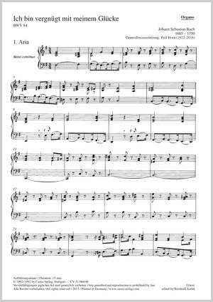 Bach: Ich bin vergnügt mit meinem Glücke, BWV 84