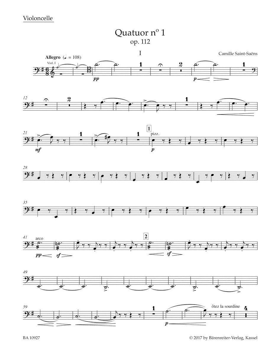 Saint-Saëns: String Quartet No. 1 in E Minor, Op. 112
