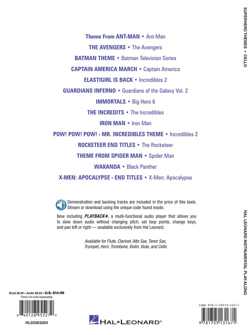 Superhero Themes Instrumental Play-Along for Cello