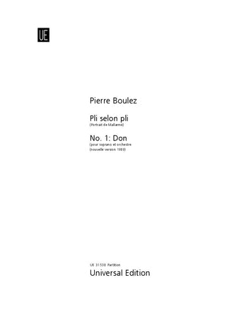 Boulez: Don from "Pli selon pli"