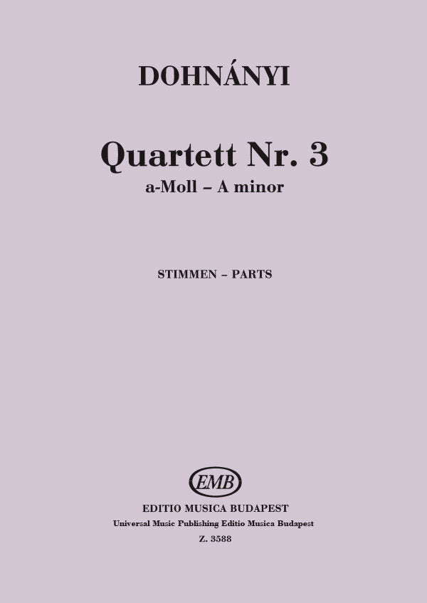 Dohnányi: String Quartet No. 3 in A Minor, Op. 33